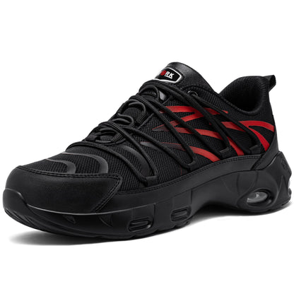 Chaussures de sécurité à embout en acier pour hommes, légères, coussin d'air, colorées, à la mode, lacets détachables, baskets #31327