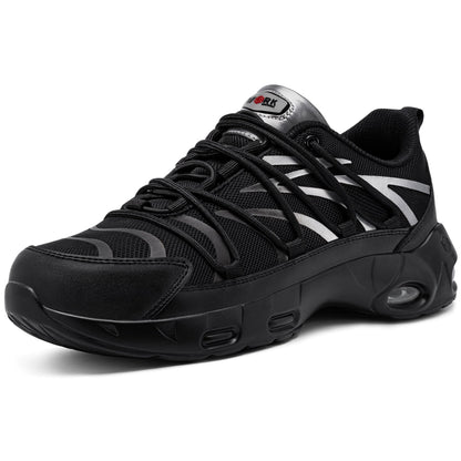 Chaussures de sécurité à embout en acier pour hommes, légères, coussin d'air, colorées, à la mode, lacets détachables, baskets #31327