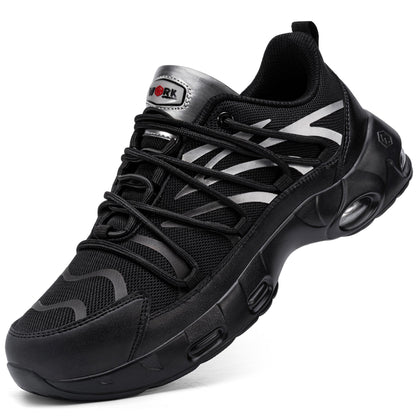 Chaussures de sécurité à embout en acier pour hommes, légères, coussin d'air, colorées, à la mode, lacets détachables, baskets #31327