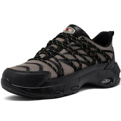 Chaussures de sécurité à embout en acier pour hommes, légères, coussin d'air, colorées, à la mode, lacets détachables, baskets #31327
