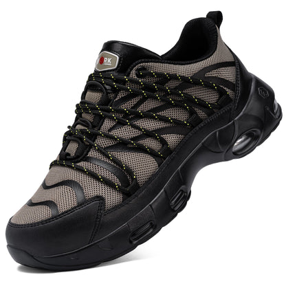 Chaussures de sécurité à embout en acier pour hommes, légères, coussin d'air, colorées, à la mode, lacets détachables, baskets #31327