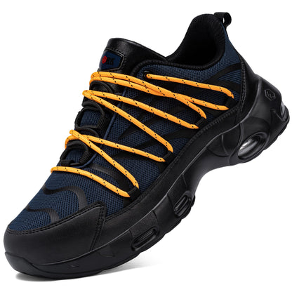 Chaussures de sécurité à embout en acier pour hommes, légères, coussin d'air, colorées, à la mode, lacets détachables, baskets #31327