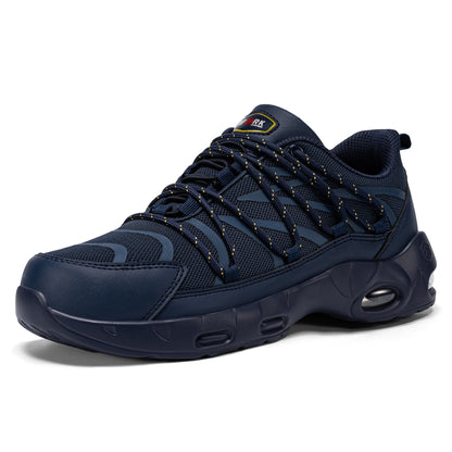 Chaussures de sécurité à embout en acier pour hommes, légères, coussin d'air, colorées, à la mode, lacets détachables, baskets #31327