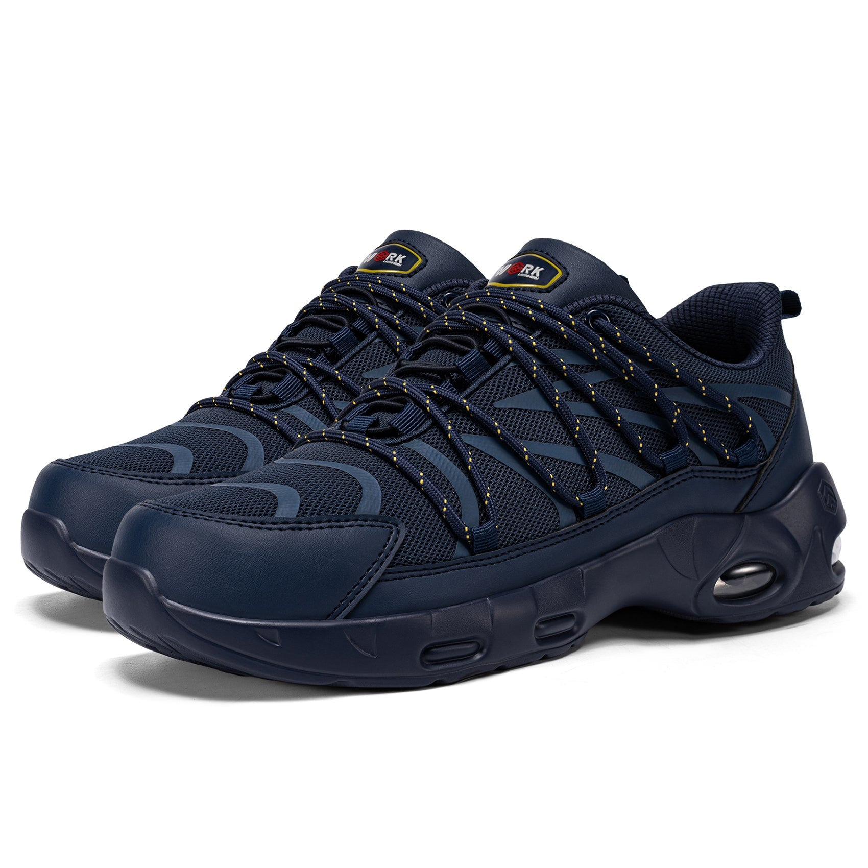 Chaussures de sécurité à embout en acier pour hommes, légères, coussin d'air, colorées, à la mode, lacets détachables, baskets #31327