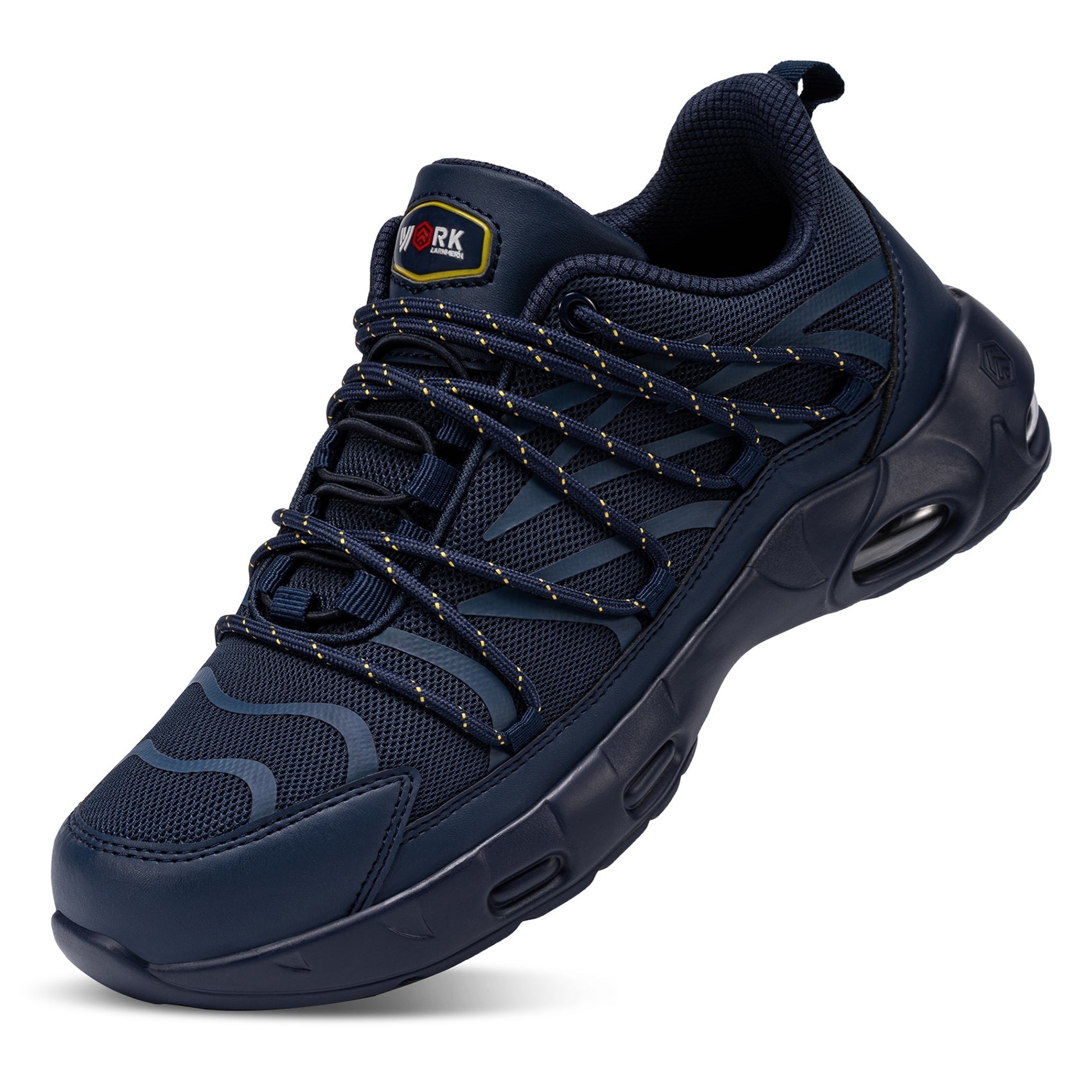 Chaussures de sécurité à embout en acier pour hommes, légères, coussin d'air, colorées, à la mode, lacets détachables, baskets #31327